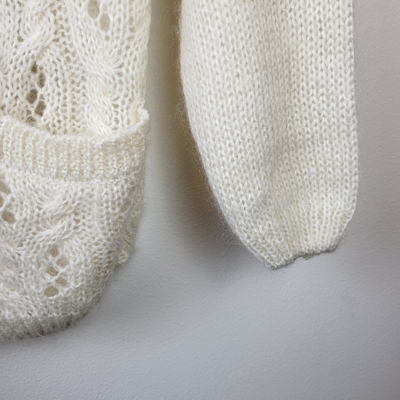 Crystal Sportswear Mohair blend Cardigan Sweater Large Cream Fall Preppy Winter - Picture 4 of 7